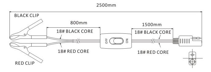 SeaFlo Battery Clip Wiring Harness with Switch