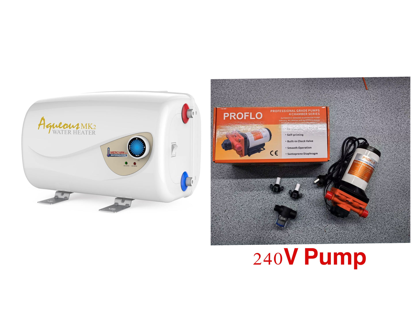 Aqueous MK2 Water Heater (10L 240v) + Pressure Pump 240V